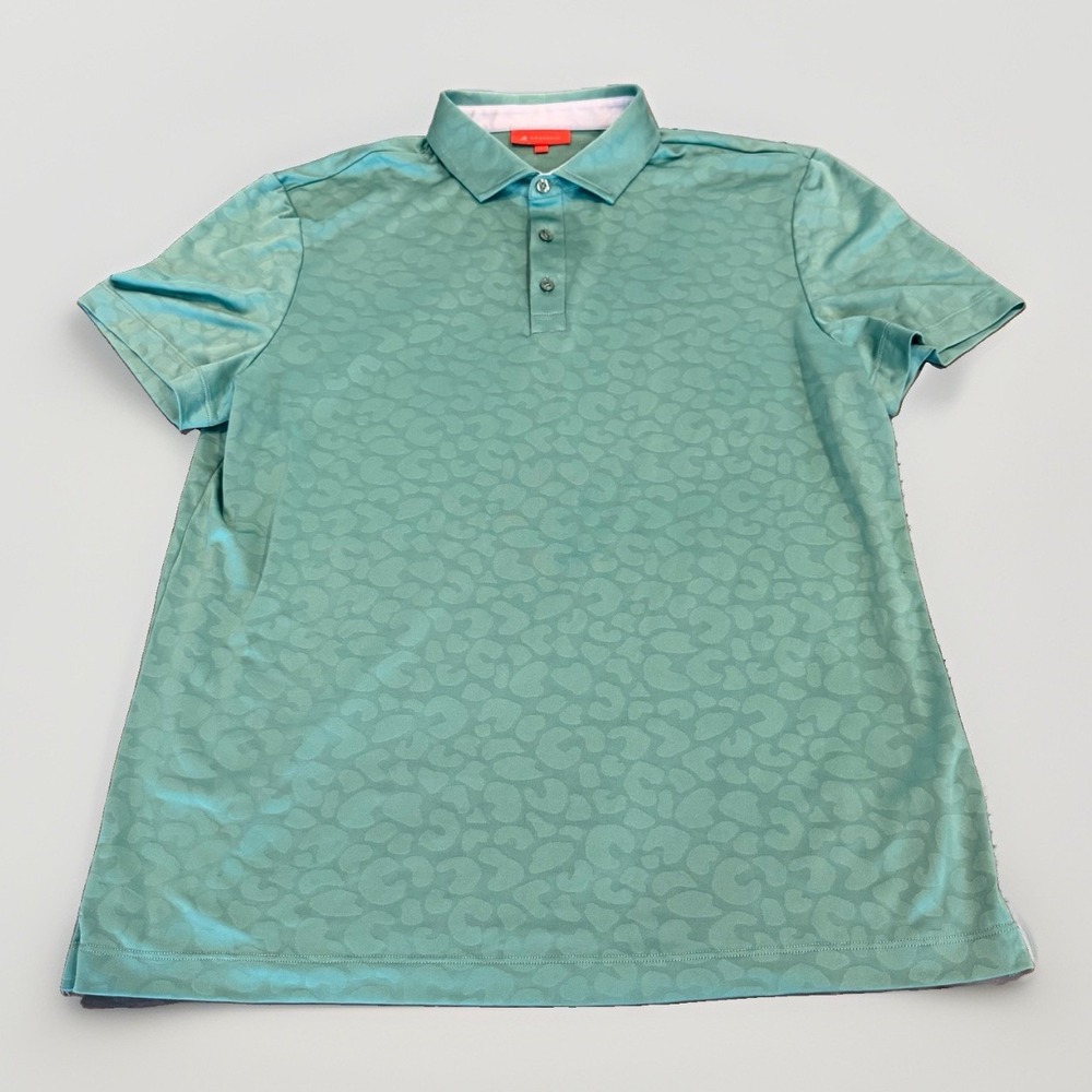 Redvanly Polo Shirt Men Large Golf Performance Stretch Geometric Turquoise